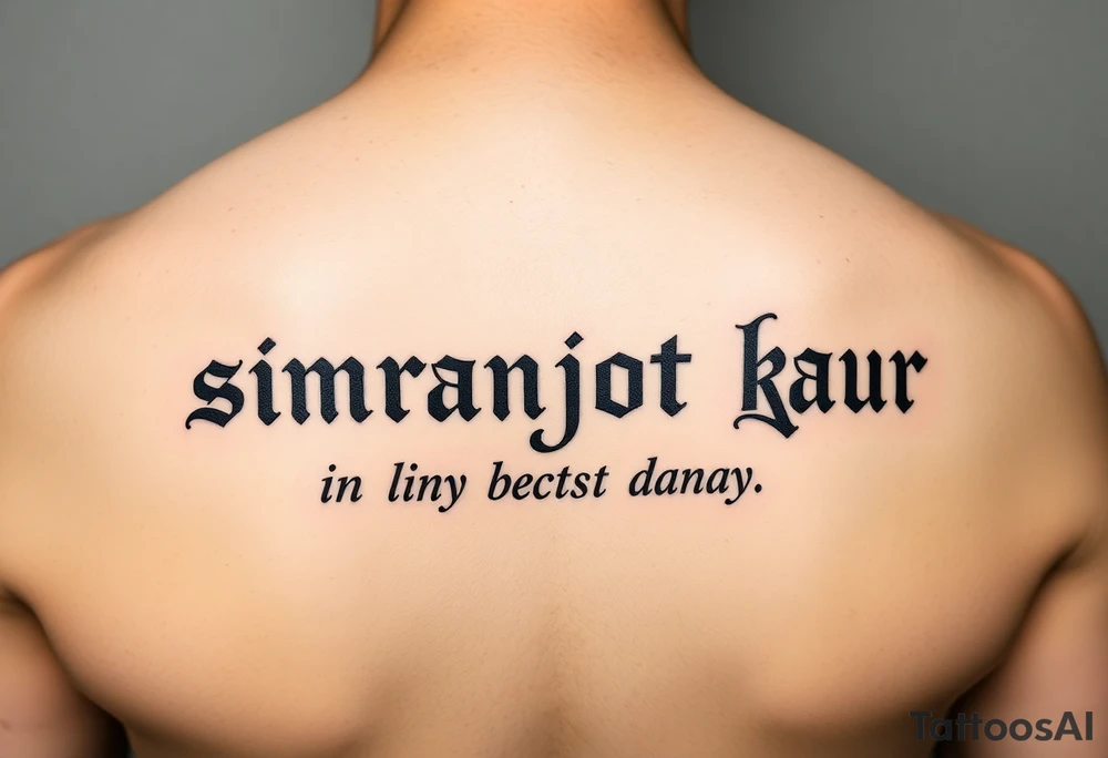 A tatto of my sister name as simranjot kaur in punjabi as a best way tattoo idea