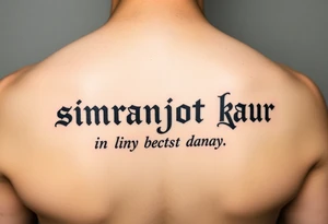 A tatto of my sister name as simranjot kaur in punjabi as a best way tattoo idea