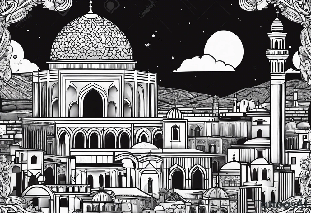 israel city vector swirl 
 vignette tattoo idea