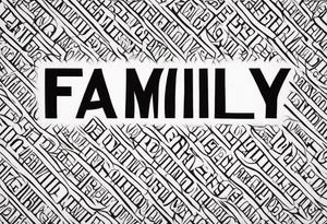 Text "family". Letters formed by roots tattoo idea