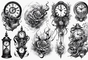 Clock fading with smoke tattoo idea