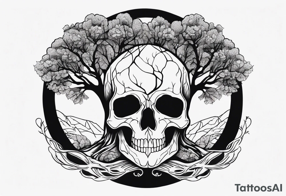 Skull tree tattoo idea