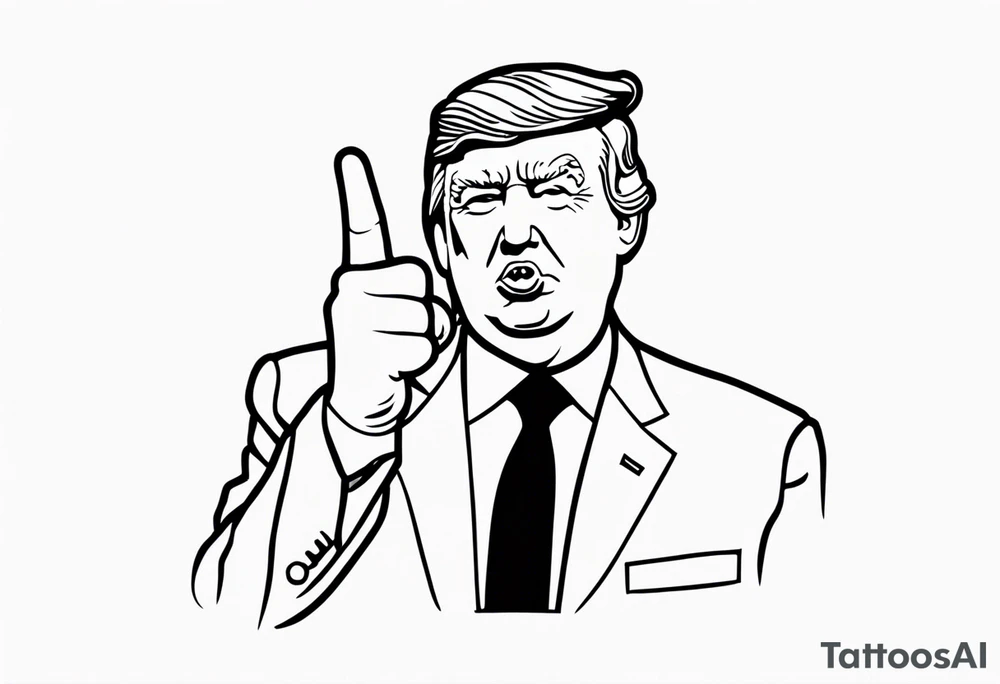 President Trump gives the middle finger. And it's very small. tattoo idea