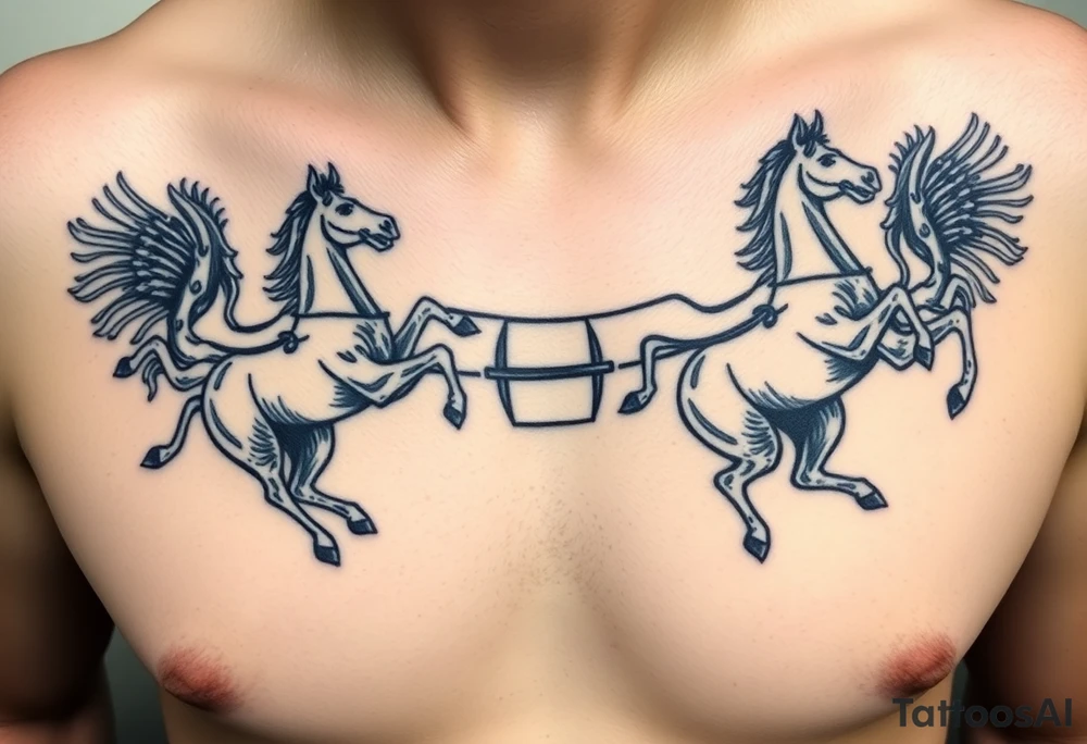 Symmetrical rearing Roman chariot horses tattoo idea