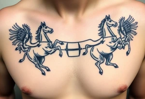 Symmetrical rearing Roman chariot horses tattoo idea