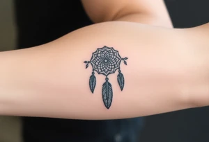 dreamcatcher, with feathers, authentic tattoo idea
