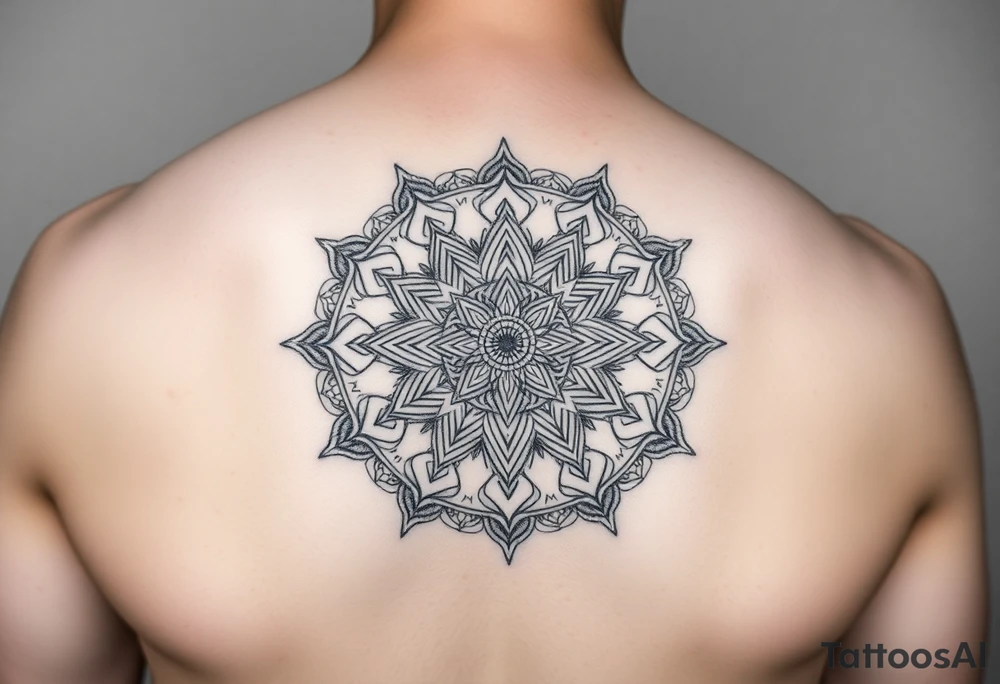 intricate mandala with sacred geometry and cosmic elements tattoo idea