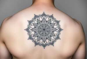 intricate mandala with sacred geometry and cosmic elements tattoo idea