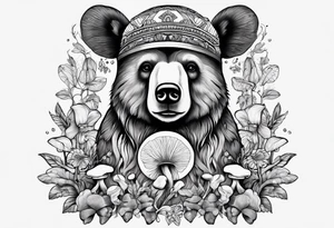 Magic mushrooms bear tattoo idea