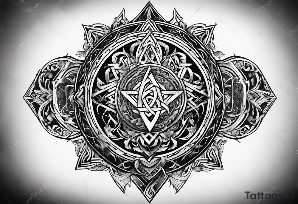 gods of Scandinavian mythology and runes tattoo idea