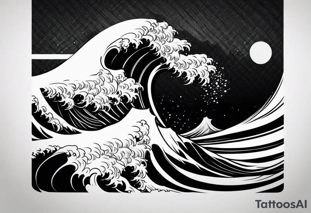 Simple ocean wave inside of a square tattoo idea