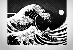 Simple ocean wave inside of a square tattoo idea