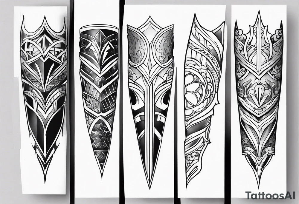 leg sleeve armor tattoo idea