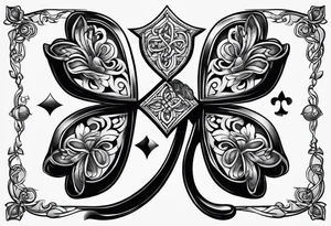 4 leaf clover with horseshoe and dice tattoo idea