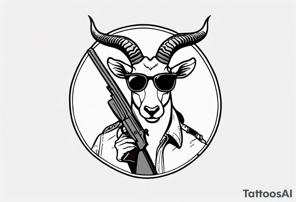 capricorn with sunglasses and shotgun tattoo idea