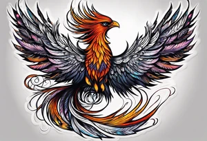 russian firebird phoenix in-flight with very long fancy tail "Isaiah 43: 18-19" tattoo idea