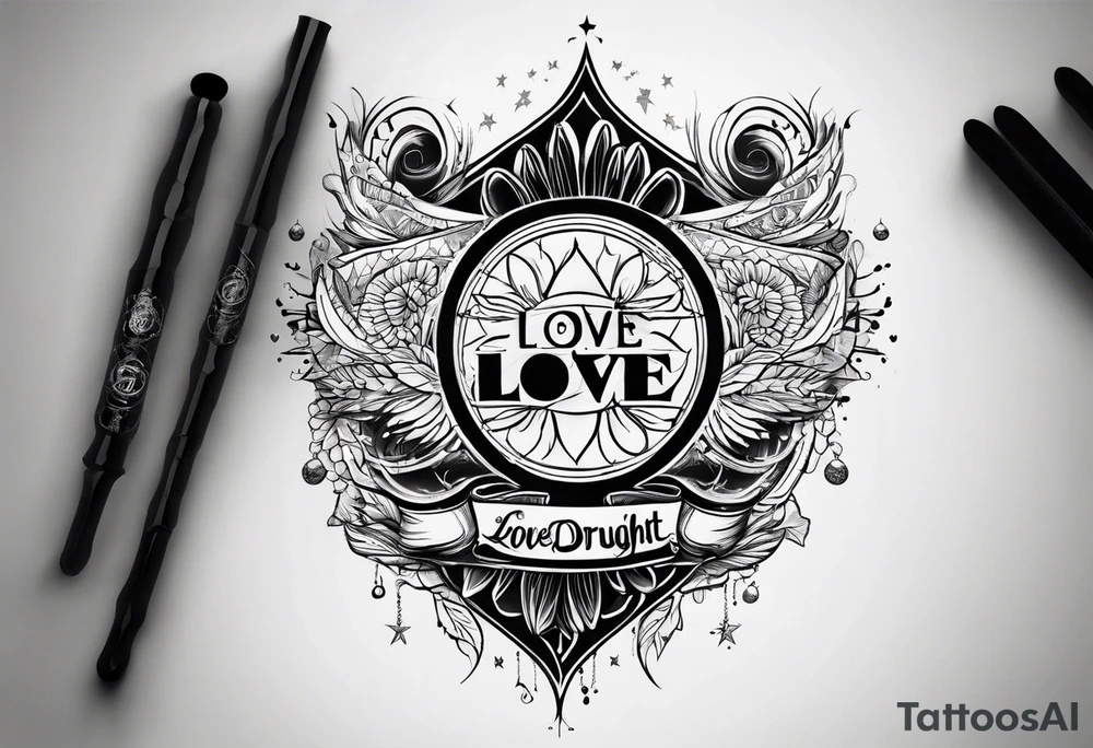 simple tattoo with the words "love drought" tattoo idea