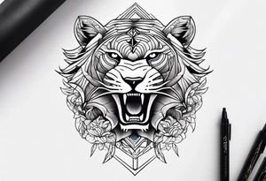 A thigh tattoo, symbol of strength, battle and motherhood. tattoo idea