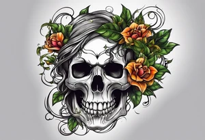 skull with vines growing out of its head tattoo idea
