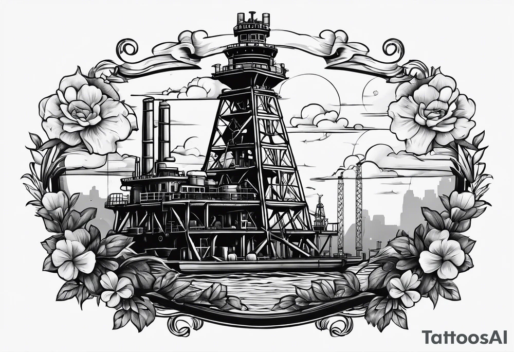 Texas, oil rig,  clover tattoo idea