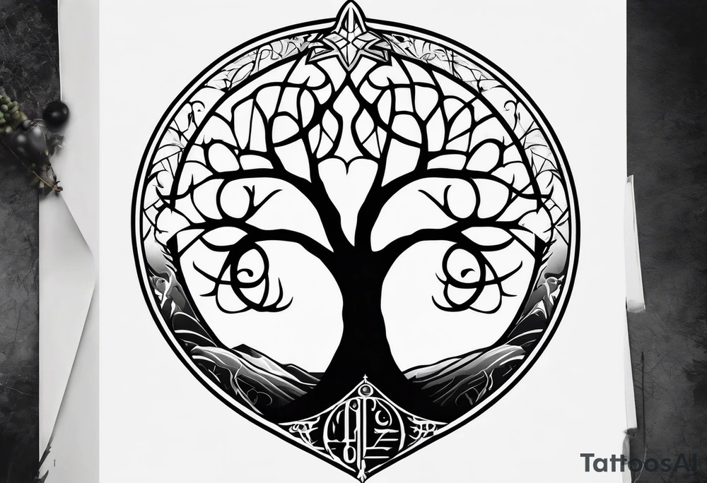 White tree of Gondor and star wars rebel symbol tattoo idea