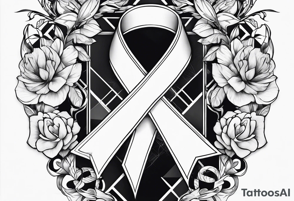 Cancer ribbon chest tattoo tattoo idea