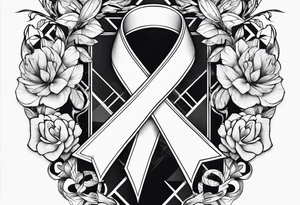 Cancer ribbon chest tattoo tattoo idea