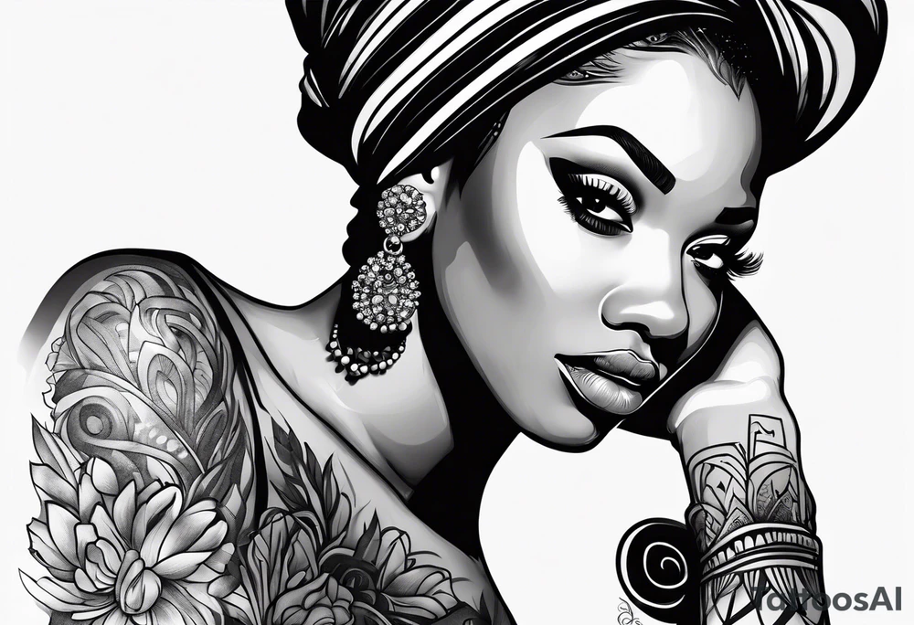 Black woman emo tattoo idea