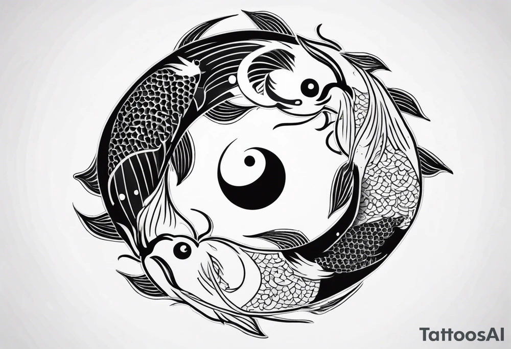 powerful majestic ying Yang symbol made of koi fish tattoo idea