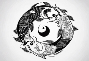 powerful majestic ying Yang symbol made of koi fish tattoo idea