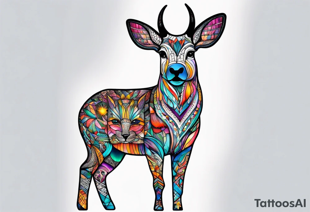 Glass animals in Amsterdam featuring colours of the universe and galaxies tattoo idea