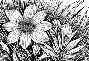 Stars dust flowers grass tattoo idea
