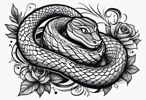 Arm tattoo with a snake amd smoke tattoo idea