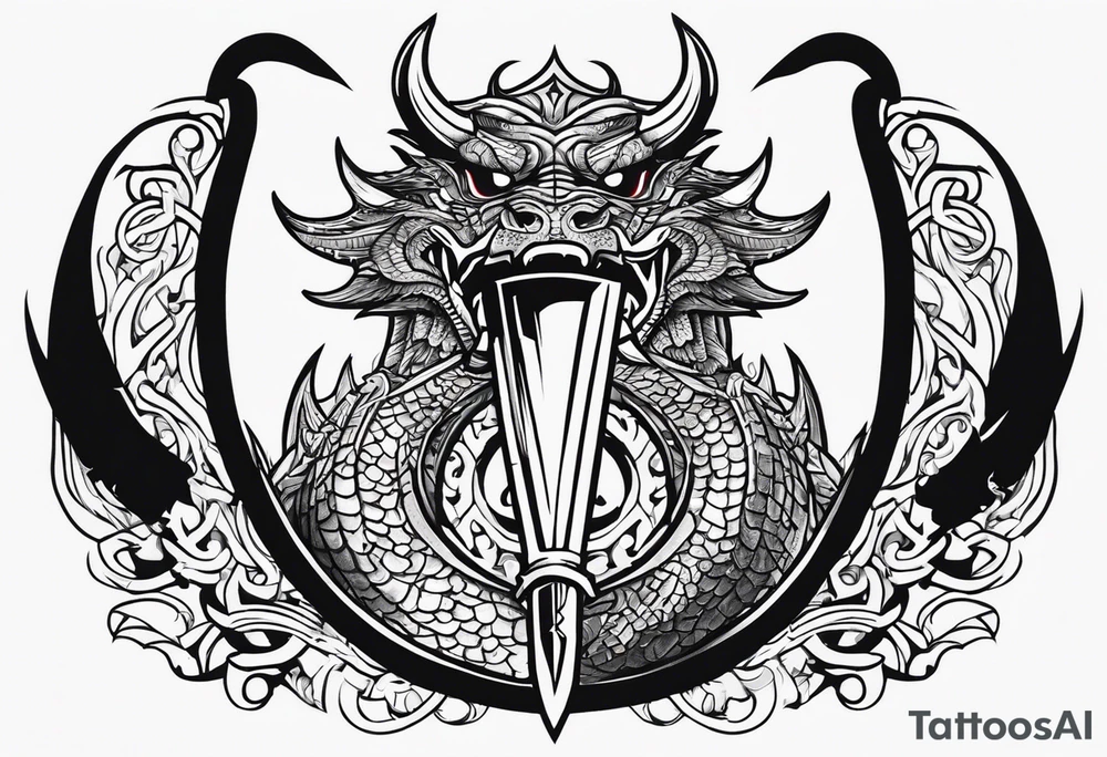 Valhalla prayer sword shield dragon axe tattoo idea