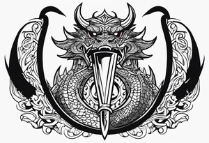 Valhalla prayer sword shield dragon axe tattoo idea