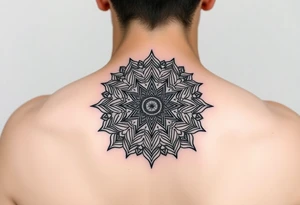 intricate mandala with sacred geometry and cosmic elements tattoo idea