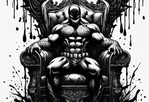 Venom on the throne with paint drip tattoo idea
