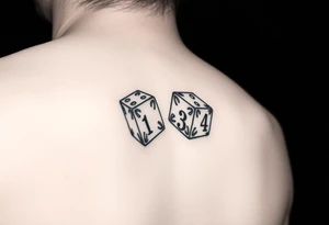 2 dices with numbers 1,3,4 showing tattoo idea