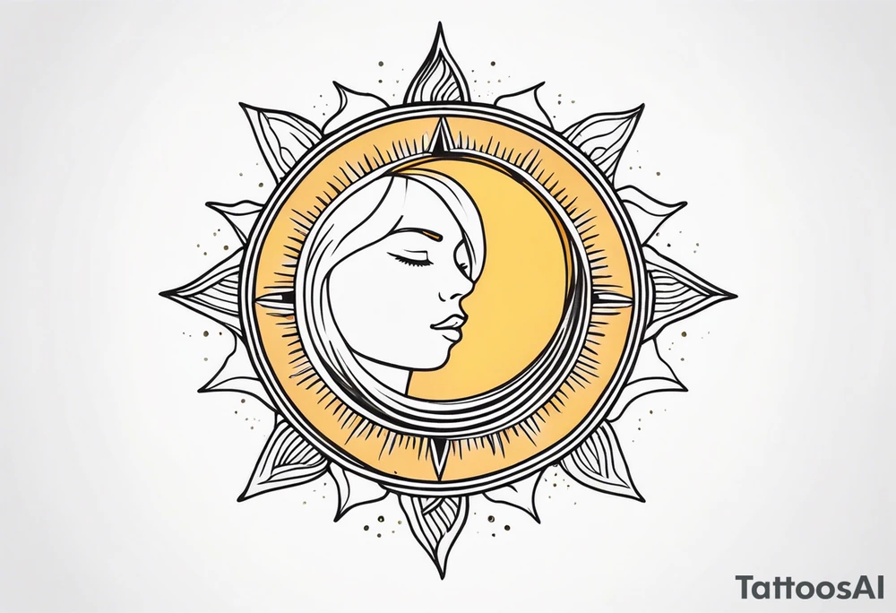 a sun with blond hair tattoo idea