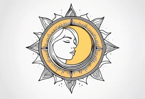 a sun with blond hair tattoo idea