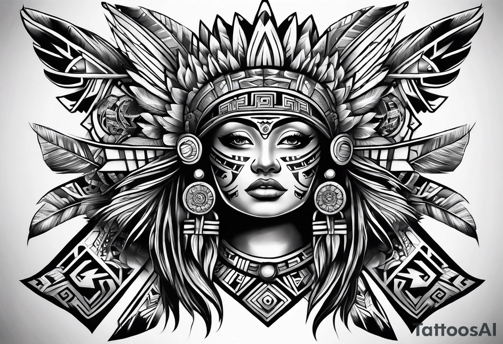 aztec theme sleeve tattoo idea