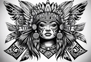 aztec theme sleeve tattoo idea