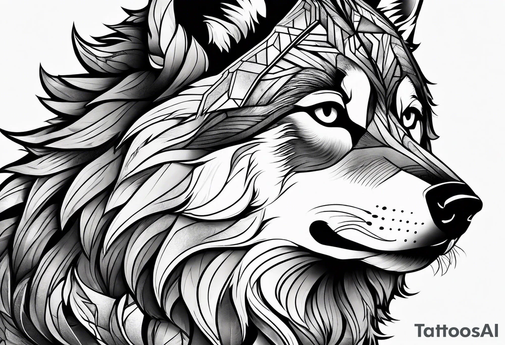 head of a wolf tattoo idea