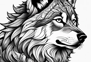 head of a wolf tattoo idea