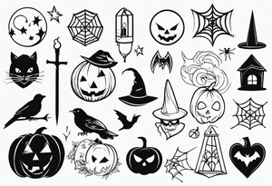 Halloween themed flash sheets tattoo idea