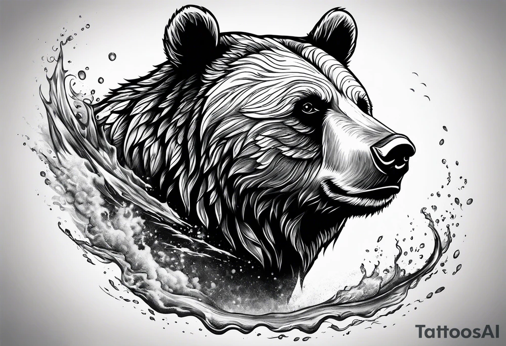 bear near river tattoo idea