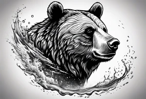 bear near river tattoo idea