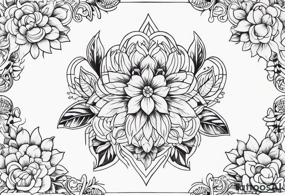 ornaments of flowers tattoo idea