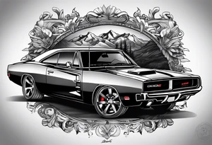 2020 Black Dodge charger tattoo idea