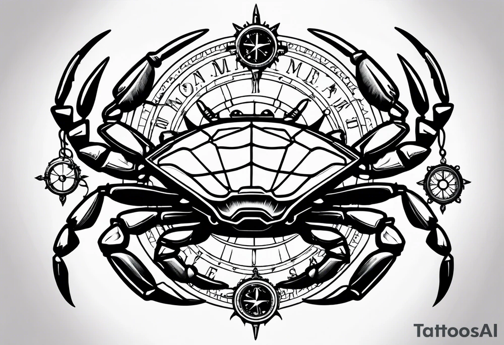 steampunk blue crab compass, nautical theme for a female tattoo idea steampunk blue crab compass, nautical theme for a female tattoo idea